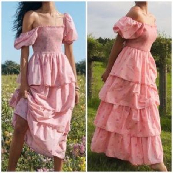 Love Shack Fancy x Target Simone Smocked Tiered Dress Cottage Prairie - Picture 2 of 7